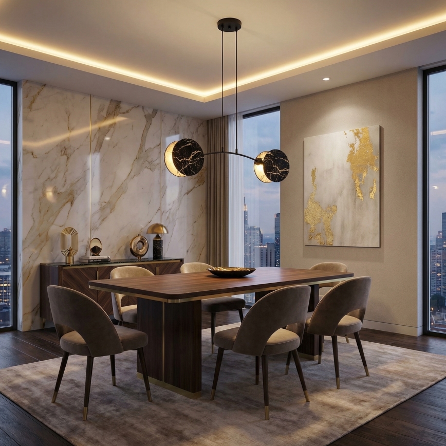 Ljuskrona med textilsladd MOTIF 2xE27/15W/230V svart/guld