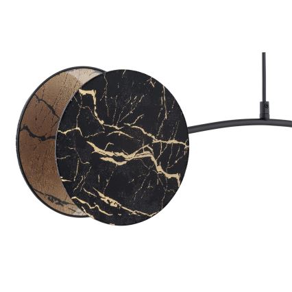 Ljuskrona med textilsladd MOTIF 2xE27/15W/230V svart/guld