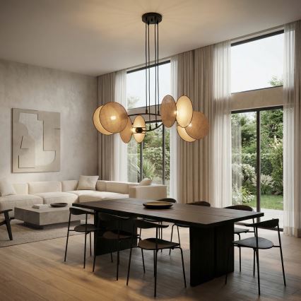 Ljuskrona med textilsladd MOTIF 4xE14/10W/230V beige