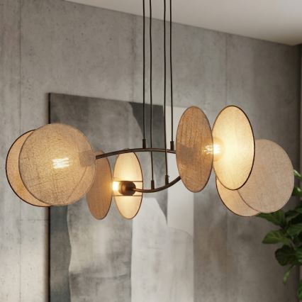 Ljuskrona med textilsladd MOTIF 4xE14/10W/230V beige