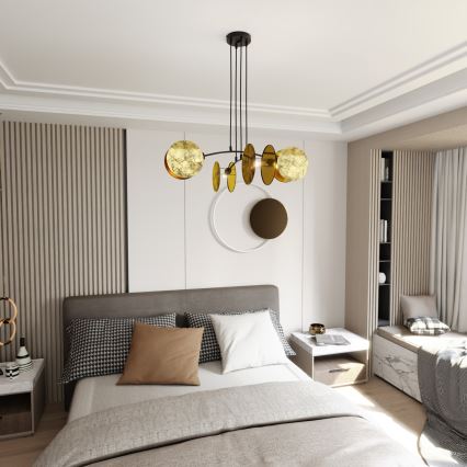 Ljuskrona med textilsladd MOTIF 4xE27/15W/230V guld