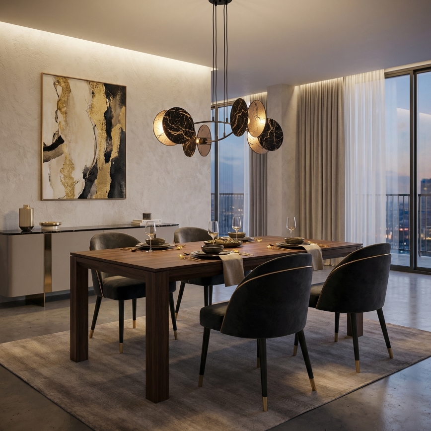 Ljuskrona med textilsladd MOTIF 4xE27/15W/230V svart/guld