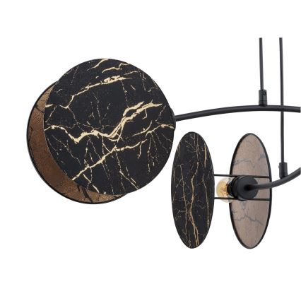 Ljuskrona med textilsladd MOTIF 4xE27/15W/230V svart/guld