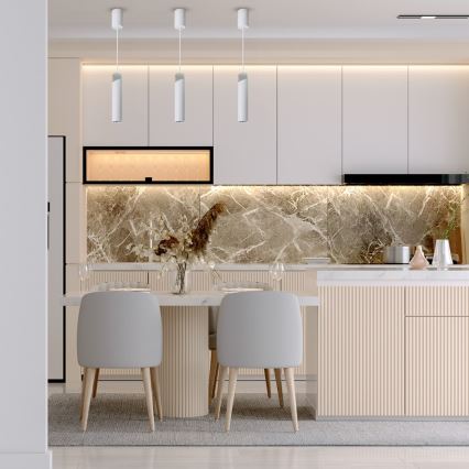 Ljuskrona med textilsladd NEO 1xGU10/8W/230V vit