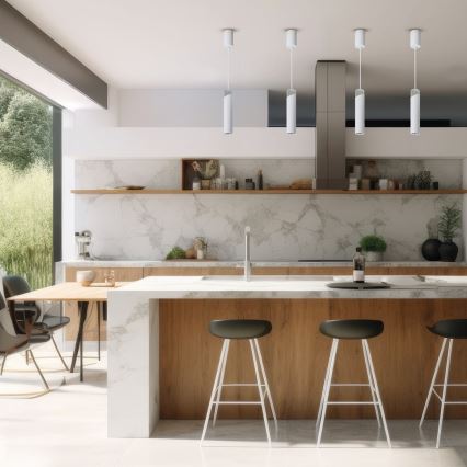 Ljuskrona med textilsladd NEO 1xGU10/8W/230V vit