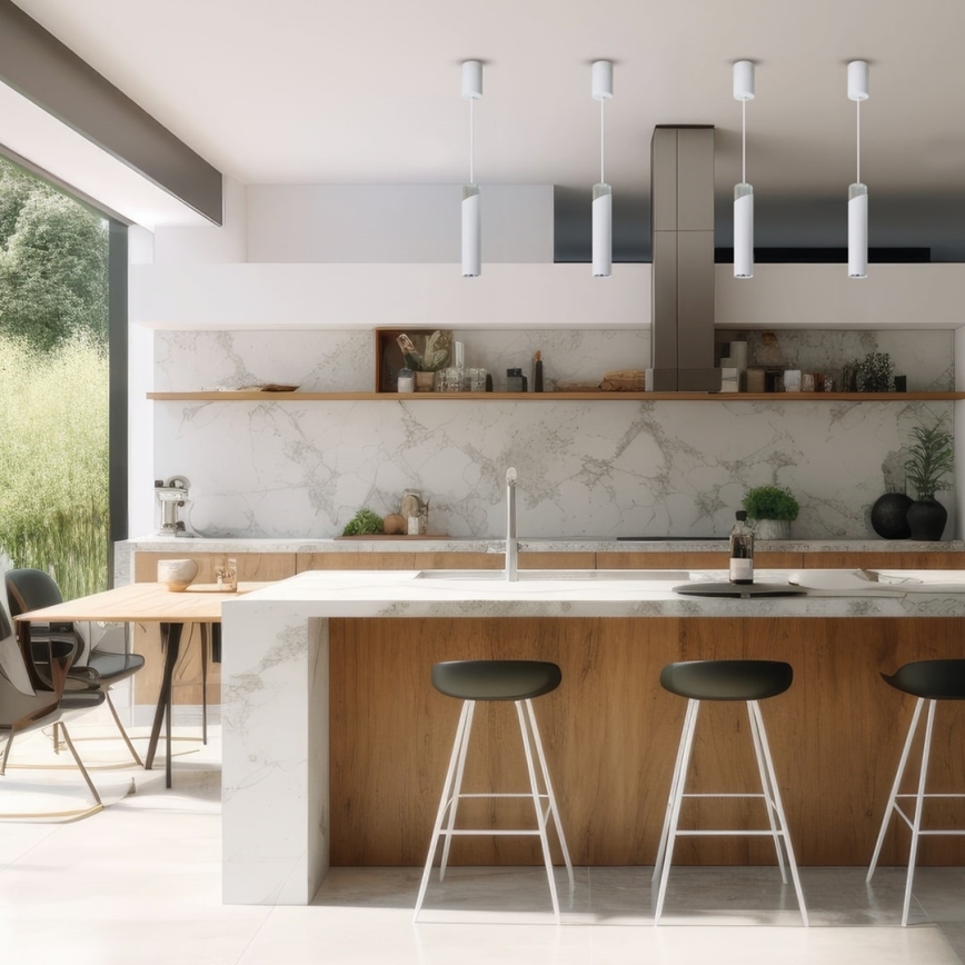 Ljuskrona med textilsladd NEO 1xGU10/8W/230V vit