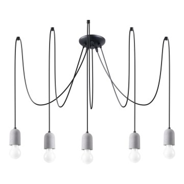 Ljuskrona med textilsladd NESO 5xE27/15W/230V spindel betong