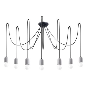 Ljuskrona med textilsladd NESO 7xE27/15W/230V spindel betong