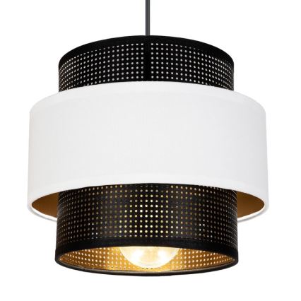 Ljuskrona med textilsladd NESS 3xE27/60W/230V spindel svart/vit