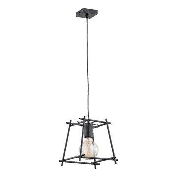 Ljuskrona med textilsladd NETI 1xE27/15W/230V svart