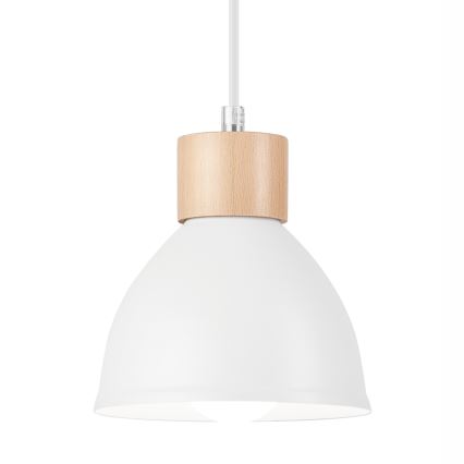 Ljuskrona med textilsladd NICO 2xE27/60W/230V vit/bok