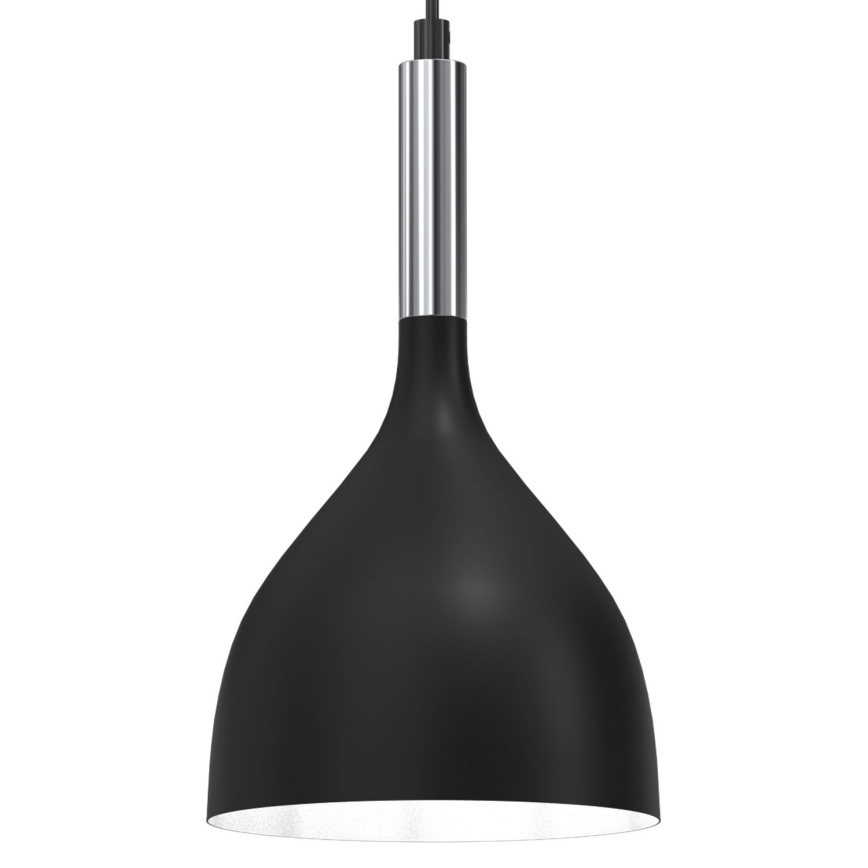 Ljuskrona med textilsladd NOAK 1xE27/15W/230V svart/skinande krom