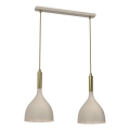 Ljuskrona med textilsladd NOAK 2xE27/15W/230V beige/guld