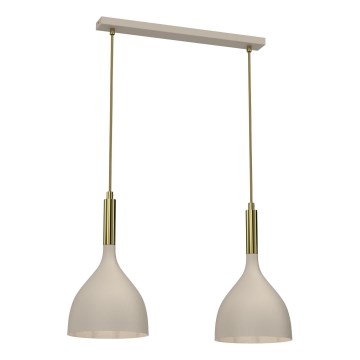 Ljuskrona med textilsladd NOAK 2xE27/15W/230V beige/guld