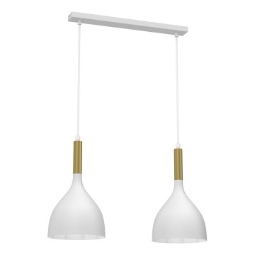 Ljuskrona med textilsladd NOAK 2xE27/15W/230V vit/guld