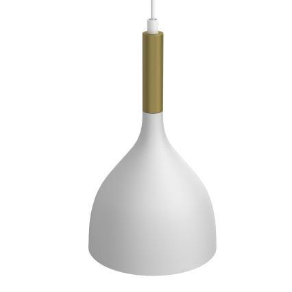 Ljuskrona med textilsladd NOAK 2xE27/15W/230V vit/guld