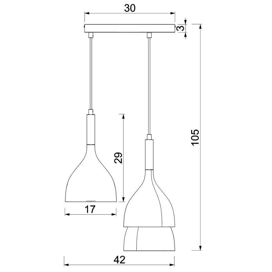 Ljuskrona med textilsladd NOAK 3xE27/15W/230V beige/guld