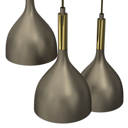 Ljuskrona med textilsladd NOAK 3xE27/15W/230V mässing/guld