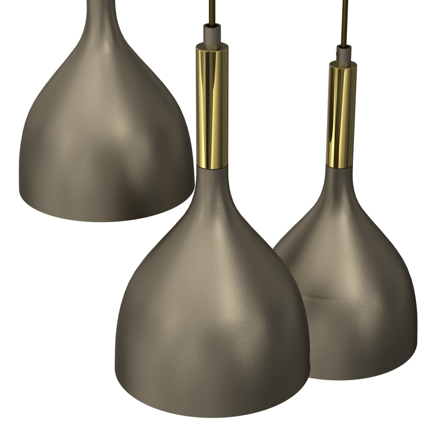 Ljuskrona med textilsladd NOAK 3xE27/15W/230V mässing/guld