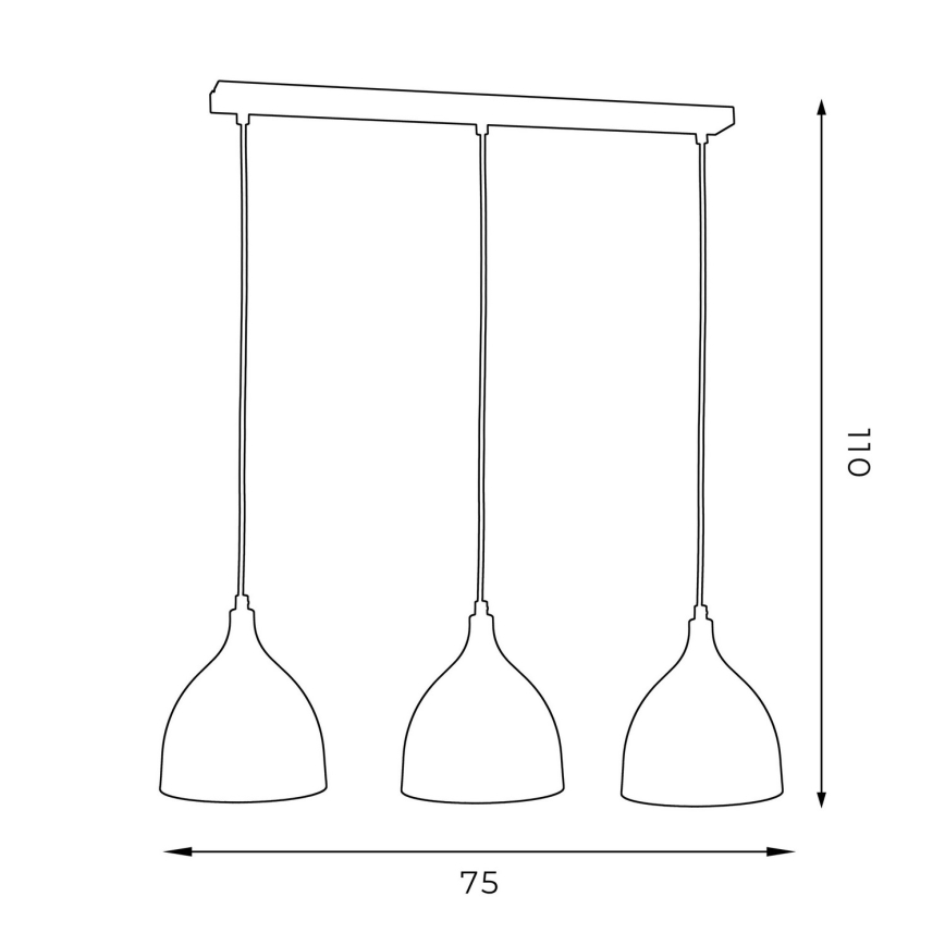 Ljuskrona med textilsladd NOAK 3xE27/15W/230V svart