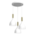 Ljuskrona med textilsladd NOAK 3xE27/15W/230V vit/guld