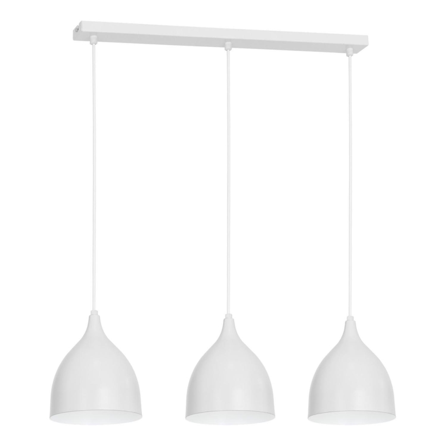 Ljuskrona med textilsladd NOAK 3xE27/15W/230V vit