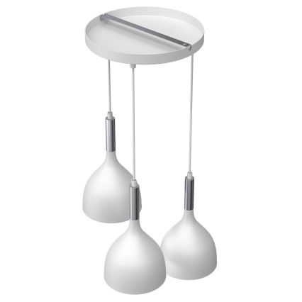 Ljuskrona med textilsladd NOAK 3xE27/15W/230V vit/skinande krom