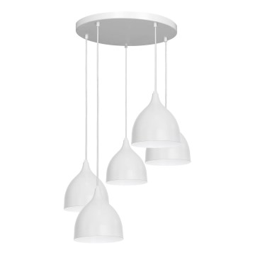 Ljuskrona med textilsladd NOAK 5xE27/15W/230V grå