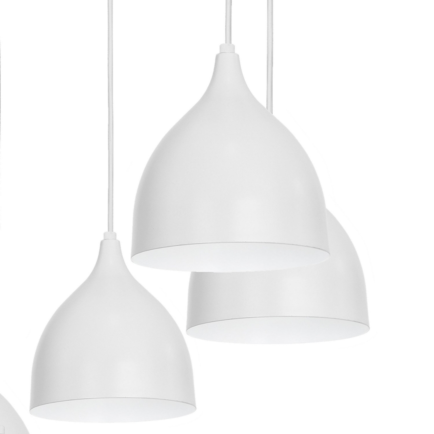 Ljuskrona med textilsladd NOAK 5xE27/15W/230V grå