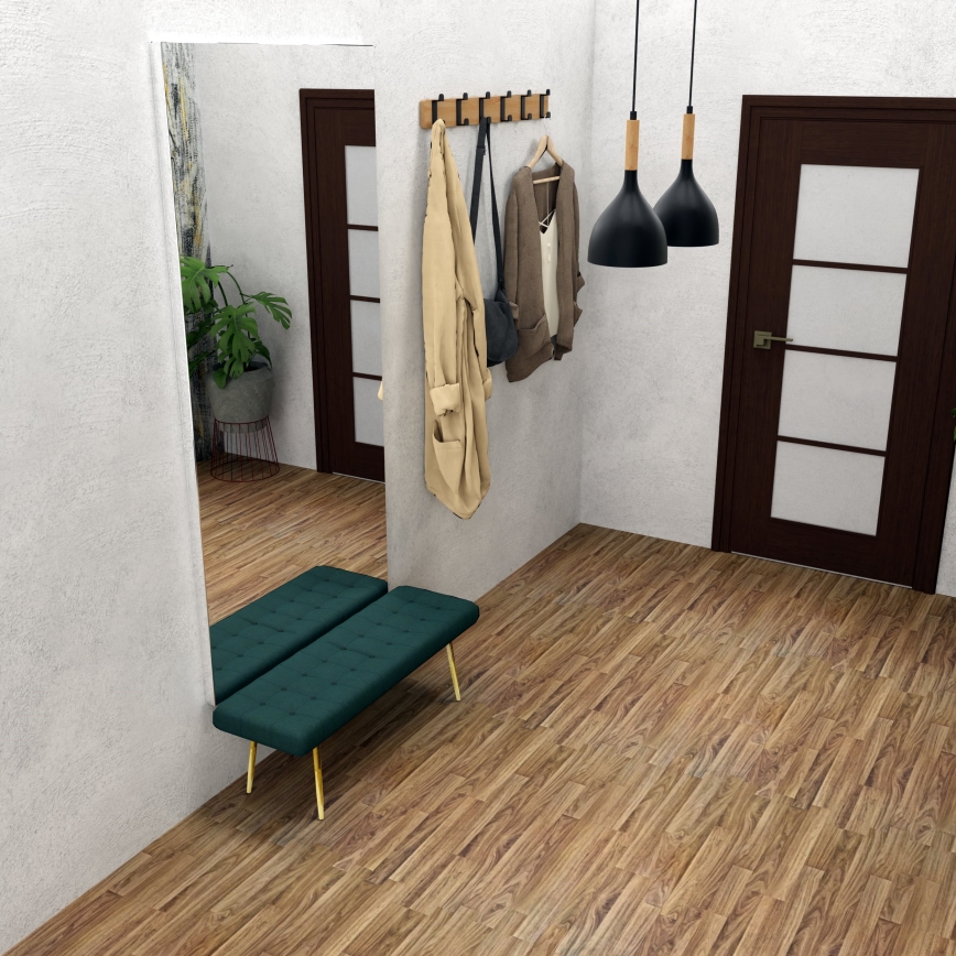 Ljuskrona med textilsladd NOAK WOOD 2xE27/15W/230V svart/bok