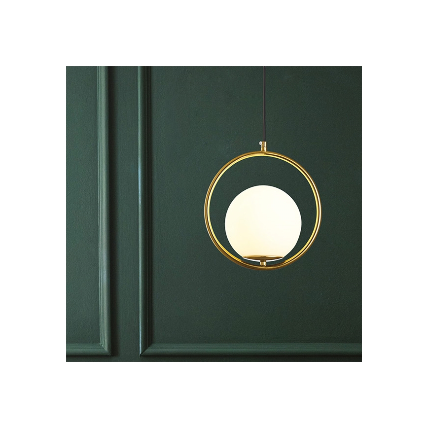 Ljuskrona med textilsladd ORBA 1xE27/15W/230V mässing