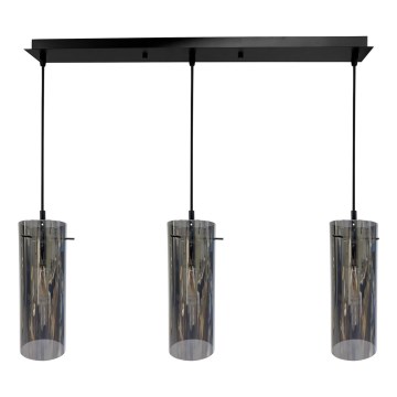 Ljuskrona med textilsladd PADOVA 3xE27/15W/230V svart