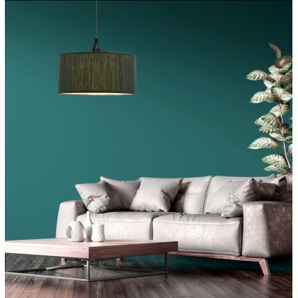 Ljuskrona med textilsladd PATTI 1xE27/60W/230V diameter 30 cm grön