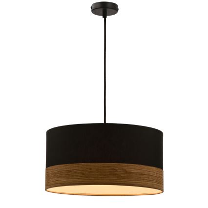 Ljuskrona med textilsladd PORTO 1xE27/60W/230V svart/brun