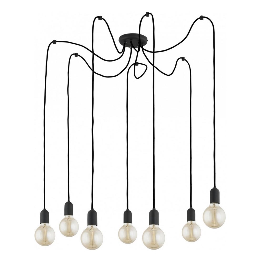 Ljuskrona med textilsladd QUALLE 7xE27/60W/230V spindel