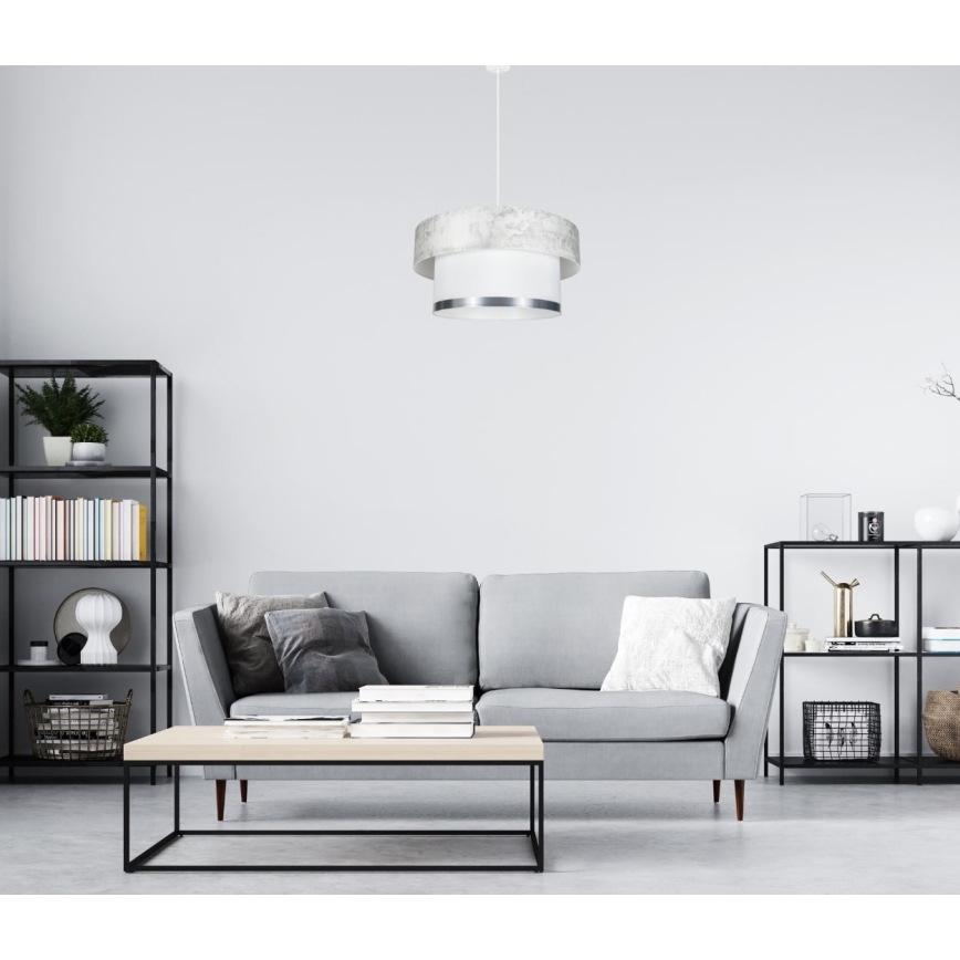 Ljuskrona med textilsladd RESSA 1xE27/60W/230V grädde