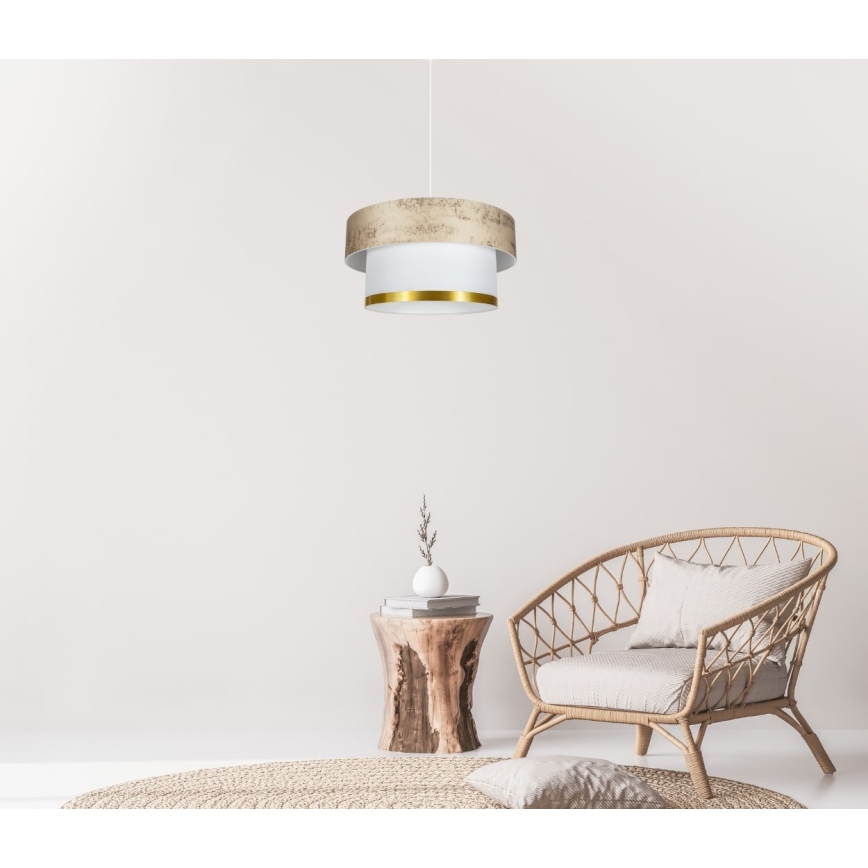 Ljuskrona med textilsladd RESSA 1xE27/60W/230V guld