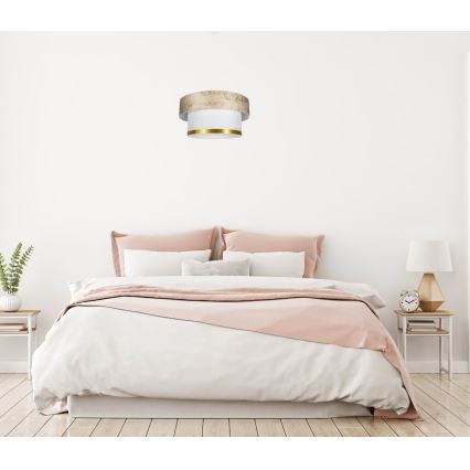 Ljuskrona med textilsladd RESSA 1xE27/60W/230V guld