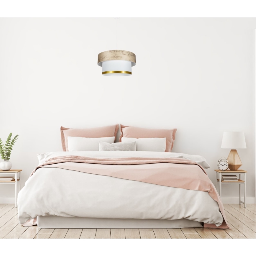 Ljuskrona med textilsladd RESSA 1xE27/60W/230V guld