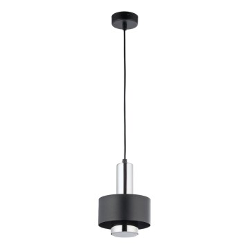 Ljuskrona med textilsladd RIF LUX 1xGX53/12W/230V diameter 15 cm svart/skinande krom