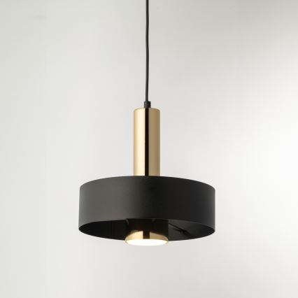 Ljuskrona med textilsladd RIF LUX 1xGX53/12W/230V diameter 25 cm svart/guld
