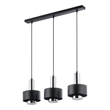 Ljuskrona med textilsladd RIF LUX 3xGX53/12W/230V svart/skinande krom