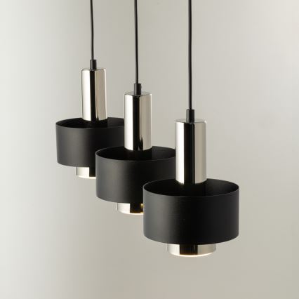 Ljuskrona med textilsladd RIF LUX 3xGX53/12W/230V svart/skinande krom