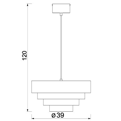Ljuskrona med textilsladd RINGS 1xE27/15W/230V svart