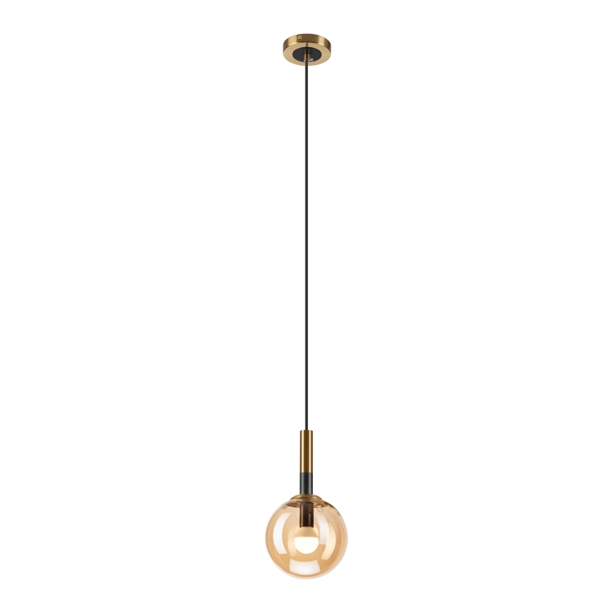 Ljuskrona med textilsladd ROLLO 1xE14/5W/230V guld/rökig beige