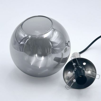 Ljuskrona med textilsladd ROLLO 1xE14/5W/230V matt krom/rökig