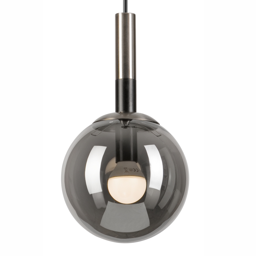 Ljuskrona med textilsladd ROLLO 1xE14/5W/230V matt krom/rökig