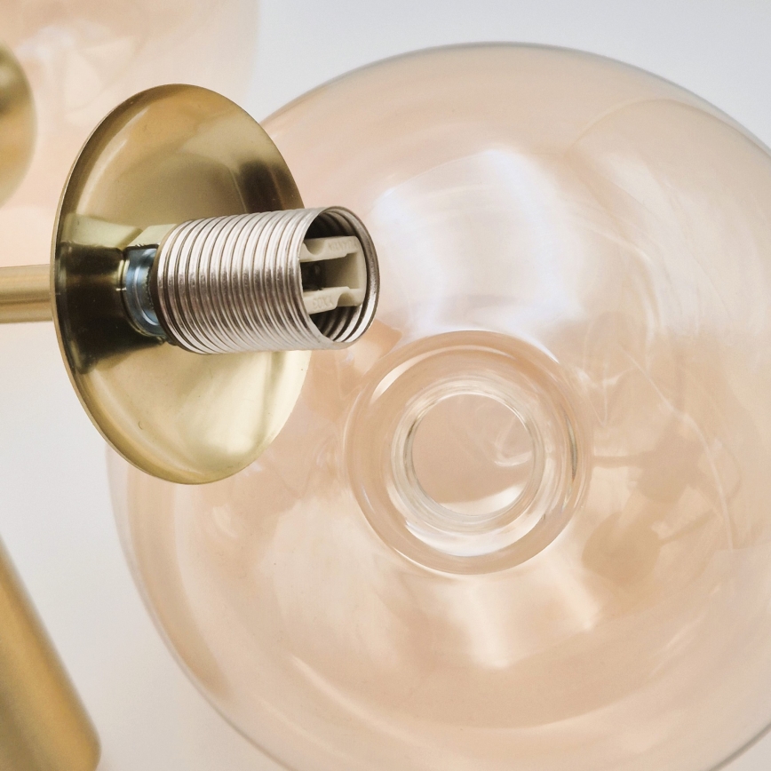 Ljuskrona med textilsladd ROLLO 1xG9/5W/230V guld/rökig beige