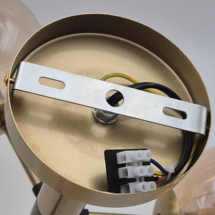 Ljuskrona med textilsladd ROLLO 1xG9/5W/230V guld/rökig beige