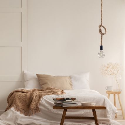 Ljuskrona med textilsladd ROPE 1xE27/12W/230V